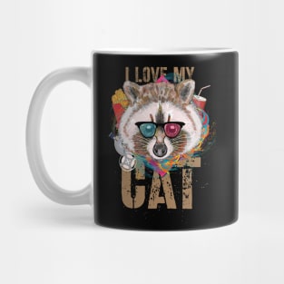 I love my cat - Racoon parody Mug